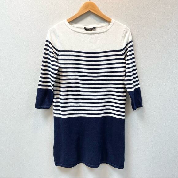 BCBGMAXAZRIA Ethel Knit Stripe Sweater Dress in Navy & White Women's Medium $198 - Picture 4 of 9